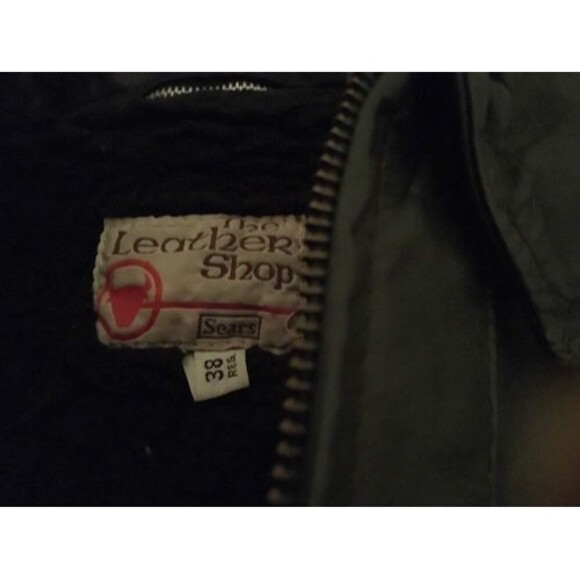Sears The Leather Shop Men's Full Zip Leather Jacket Coat Size 38 Regular Black - Picture 2 of 4
